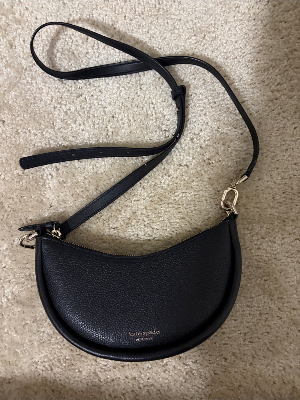 kate spade Black Pebbled Crescent Crossbody Bag